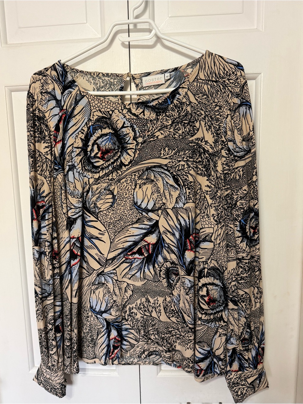 Coster Copenhagen Cream Floral Long-Sleeve Tee with Blue Accents